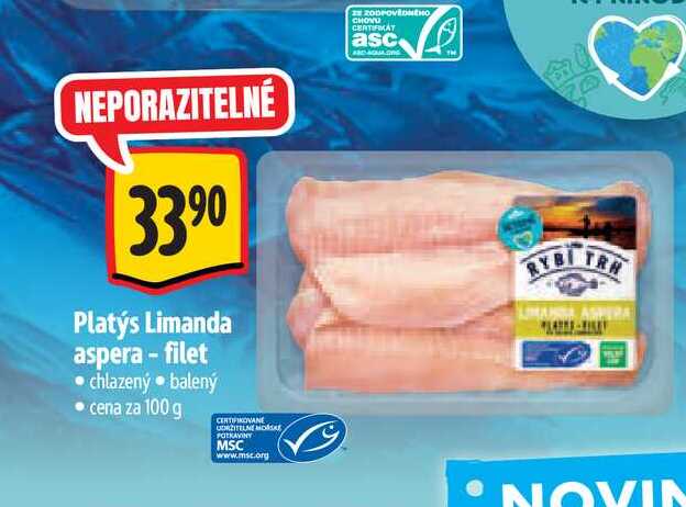  Platýs Limanda aspera - filet  100 g