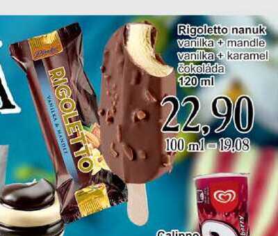 Rigoletto nanuk vanilka + mandle vanilka + karamel Čokoláda 120 ml 