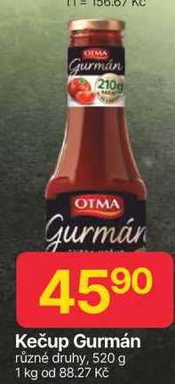 Otma Kečup Gurmán 520g, vybrané druhy