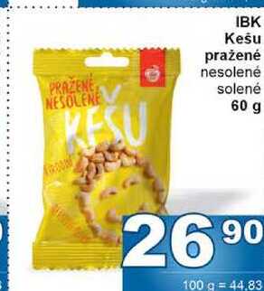 IBK Kešu pražené nesolené solené 60 g