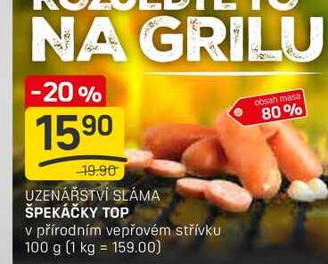 ŠPEKÁČKY TOP v přírodním vepřovém střívku 100 g 