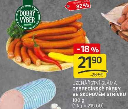 DEBRECÍNSKÉ PÁRKY VE SKOPOVÉM STŘÍVKU 100 g