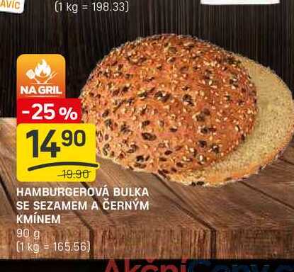 HAMBURGEROVÁ BULKA SE SEZAMEM A ČERNÝM KMÍNEM 90g