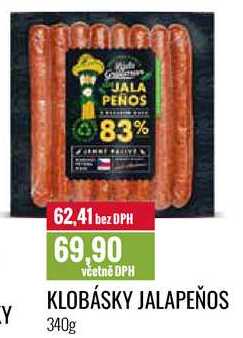 KLOBÁSKY JALAPEÑOS 340g 