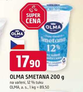 OLMA SMETANA 200 g na vaření, 12 % tuku