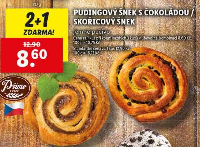 PUDINGOVÝ ŠNEK S ČOKOLÁDOU/SKOŘICOVÝ ŠNEK, 80 g