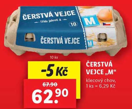 ČERSTVÁ VEJCE ,,M" klecový chov, 10 ks