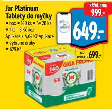 Jar Platinum Tablety do myčky, 140 ks