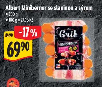 Albert Miniberner se slaninou a sýrem, 250 g 