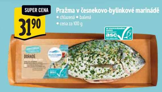 Pražma v česnekovo-bylinkové marinádě, cena za 100 g 