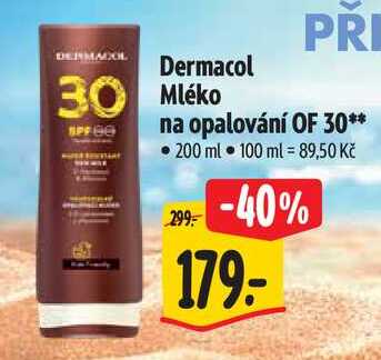 Dermacol Mléko na opalování OF 30**, 200 ml 