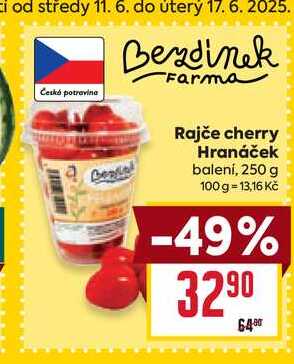 Rajče cherry Hranáček balení, 250 g 