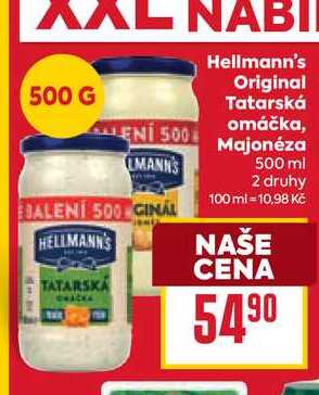 Hellmann's Original Tatarská omáčka, Majonéza 500 ml 