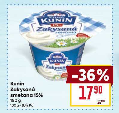 Kunín Zakysaná smetana 15% 190 g  v akci