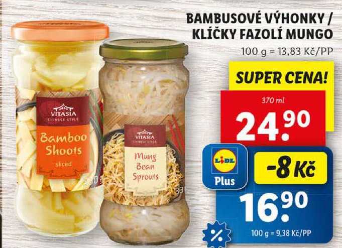 BAMBUSOVÉ VÝHONKY/KLÍČKY FAZOLÍ MUNGO, 370 ml