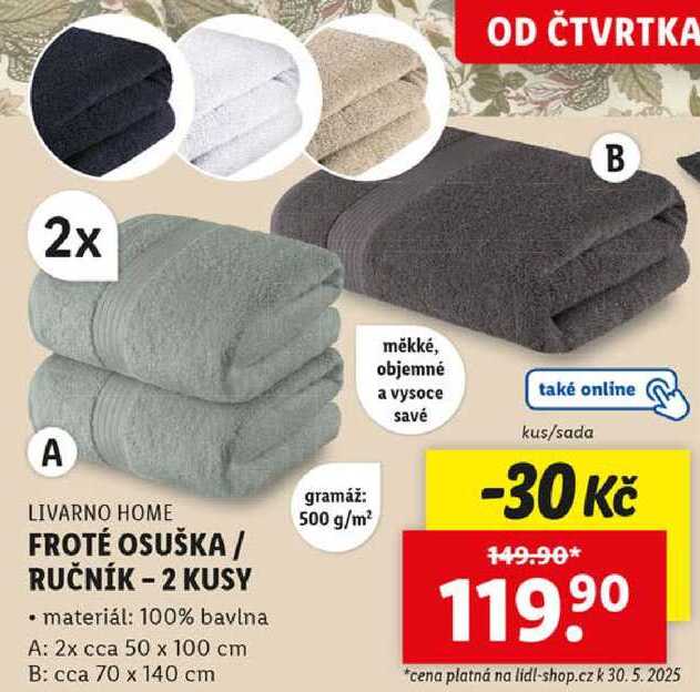 FROTÉ OSUŠKA / RUČNÍK - 2 KUSY 