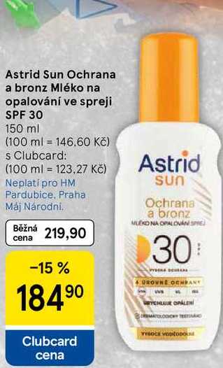 Astrid Sun Ochrana a bronz Mléko na opalování ve spreji SPF 30, 150 ml