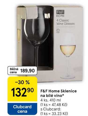 F&F Home Sklenice na bílé víno, 4 ks, 410 ml  