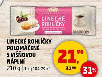 LINECKÉ ROHLÍČKY POLOMÁČENÉ S VIŠŇOVOU NÁPLNÍ, 210 g 