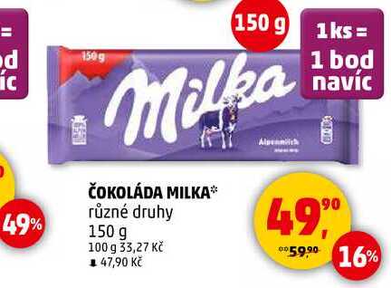ČOKOLÁDA MILKA různé druhy, 150 g