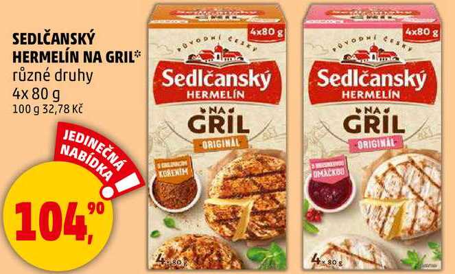 SEDLČANSKÝ HERMELÍN NA GRIL různé druhy, 4x 80 g 