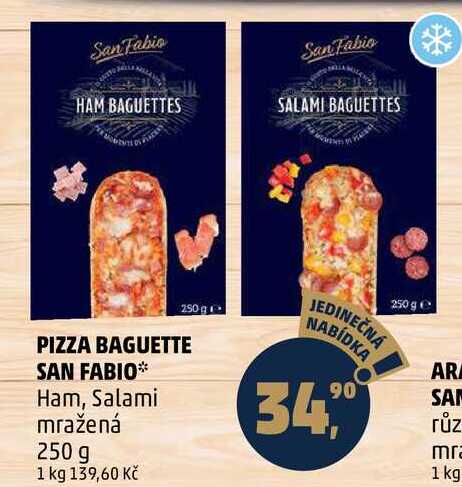 PIZZA BAGUETTE SAN FABIO, Ham, Salami mražená, 250 g 