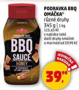 PODRAVKA BBQ OMÁČKA různé druhy, 345 g  