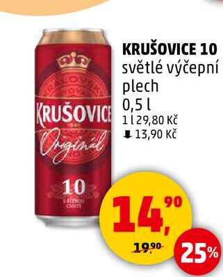 KRUŠOVICE 10 světlé výčepní plech, 0,5 l