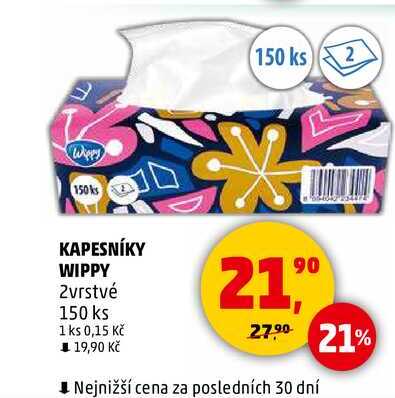 KAPESNÍKY WIPPY, 2vrstvé 150 ks 