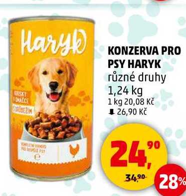 KONZERVA PRO PSY HARYK různé druhy, 1,24 kg