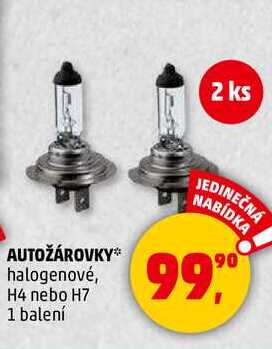 AUTOŽÁROVKY halogenové, H4 nebo H7, 1 balení 