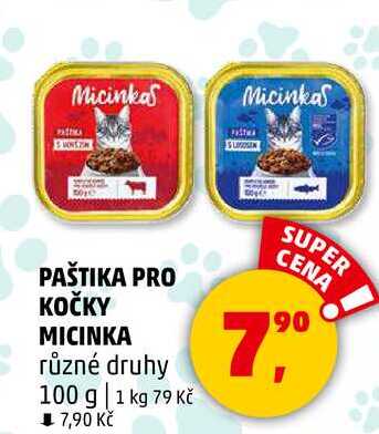 PAŠTIKA PRO KOČKY MICINKA různé druhy, 100 g  