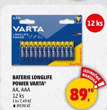 BATERIE LONGLIFE POWER VARTA AA, AAA, 12 ks  