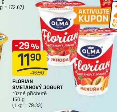FLORIAN SMETANOVÝ JOGURT různé příchutě 150 g 