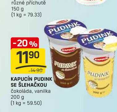KAPUCÍN PUDINK SE ŠLEHAČKOU čokoláda, vanilka 200 g