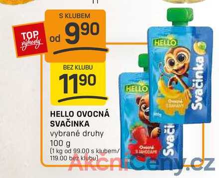 HELLO OVOCNÁ SVAČINKA vybrané druhy 100g