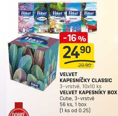 VELVET KAPESNÍKY BOX Cube, 3-vrstvé 56 ks, 1 box 