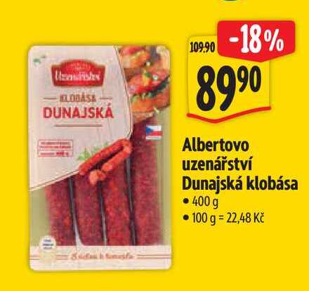  Albertovo uzenářství Dunajská klobása  400 g  