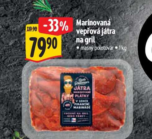 Marinovaná vepřová játra na gril  1 kg
