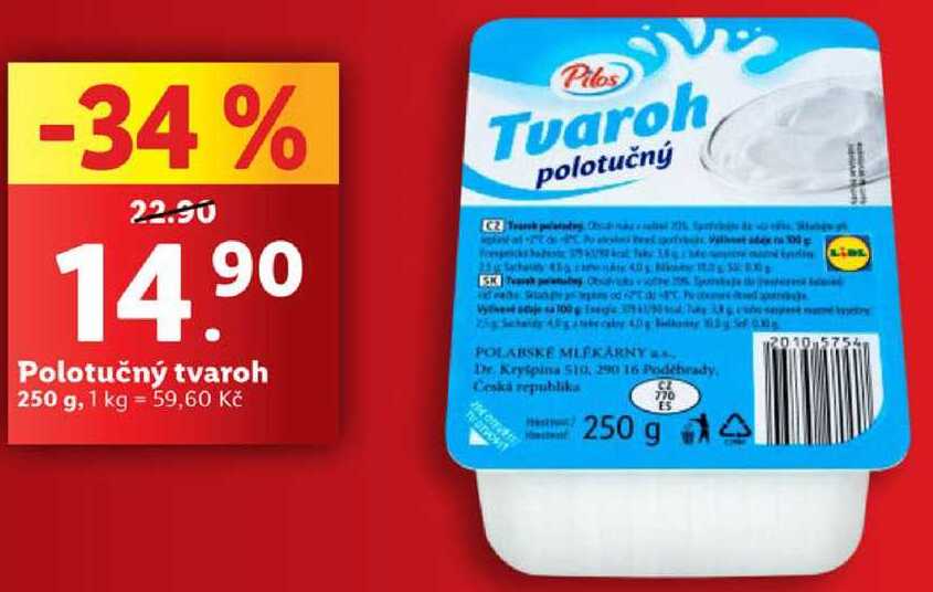 Polotučný tvaroh, 250 g