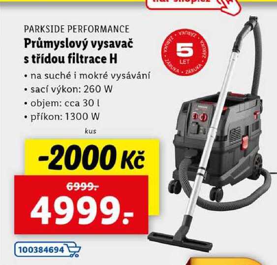 Průmyslový vysavač s třídou filtrace H 