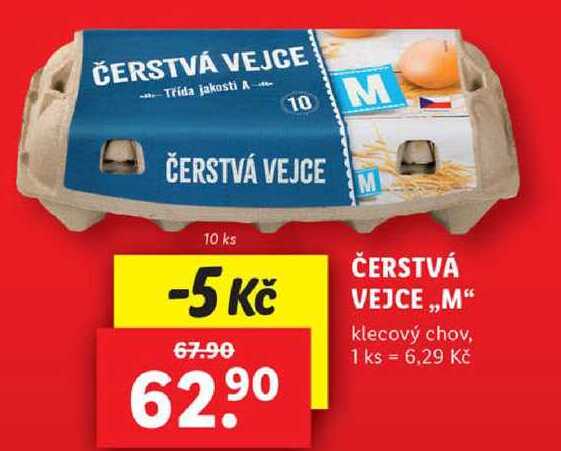 ČERSTVÁ VEJCE ,,M" klecový chov, 10 ks  