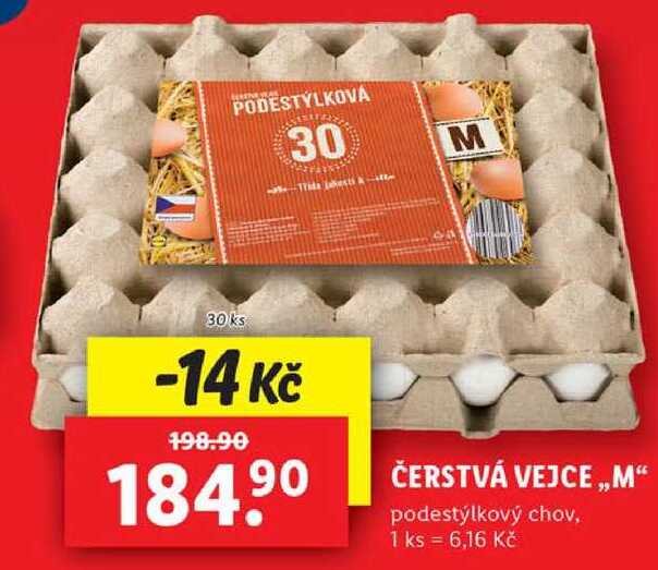 ČERSTVÁ VEJCE ,,M" podestýlkový chov, 30 ks