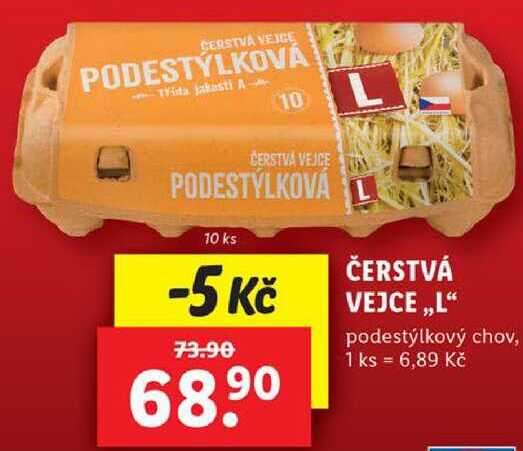 ČERSTVÁ VEJCE ,,L“ podestýlkový chov, 10 ks 
