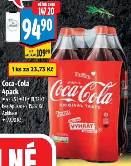 Coca-Cola 4pack, 4x 1,5 l