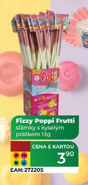Fizzy Poppi Frutti slámky s kyselým práškem 13g 