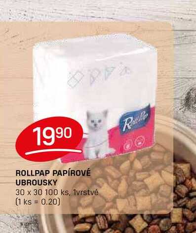 ROLLPAP PAPÍROVÉ UBROUSKY 30 x 30 100 ks, 1vrstvé