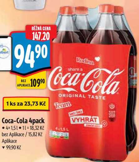 Coca-Cola 4pack, 4x 1,5 l