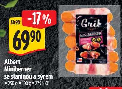 Albert Miniberner se slaninou a sýrem, 250 g