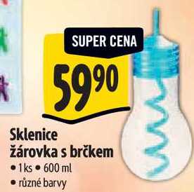 Sklenice žárovka s brčkem 